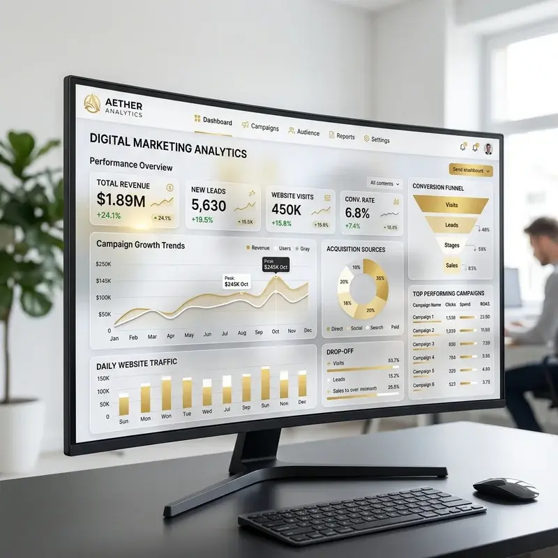 Analytics Dashboard showing digital growth
